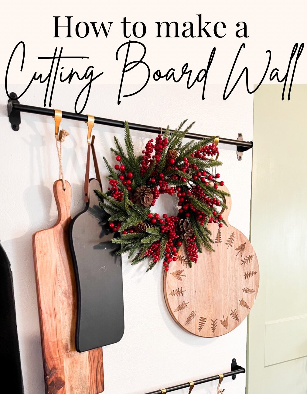 cutting board wall - cutting boards hanging from rods on wall