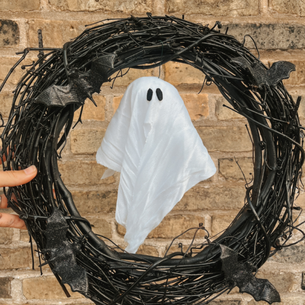 DIY Ghost Halloween Wreath – Pottery Barn Inspired!